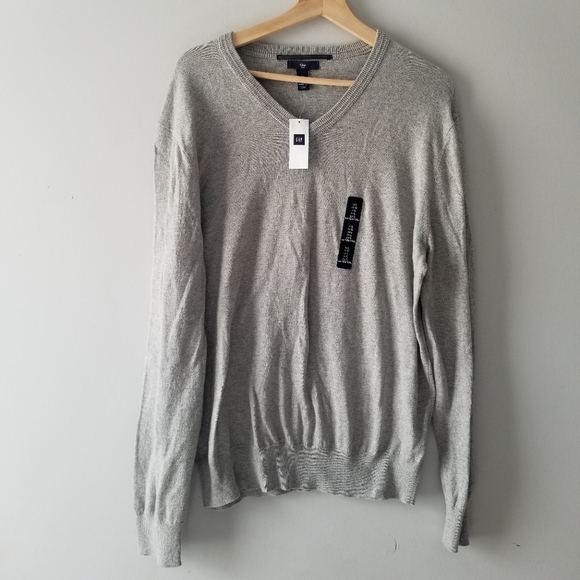 Gap Factory Gray Lightweight V Neck Sweater Large - Picture 1 of 7